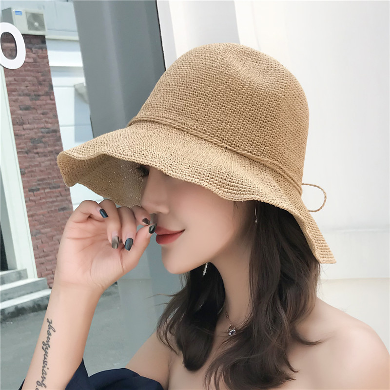 子女手工日本拉拉可折叠夏天草帽