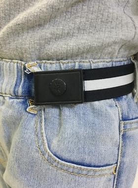 儿童腰带乐扣松紧 弹力3厘米裤腰大神器黑色条纹男女童防过敏皮带