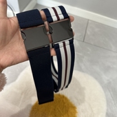 带潮 松紧皮带佩戴隐形无痕懒人裤 新款 男女简约对扣弹力腰带牛仔裤