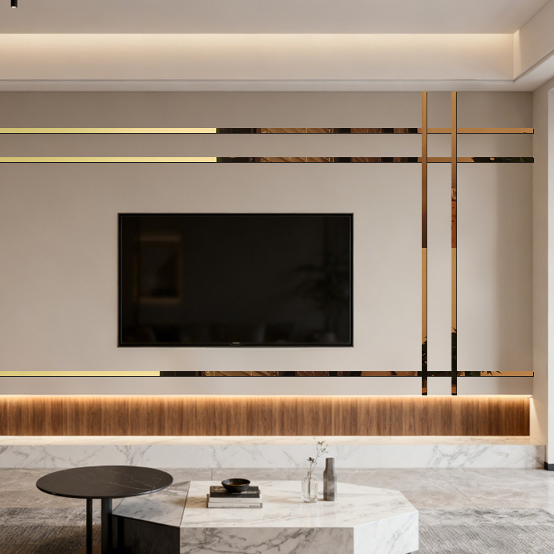 电视背景墙边框装饰条亚克力镜面墙贴自粘3d立体吊顶天花板装饰线,家居饰品,软装墙贴,淘宝优惠券,粉丝福利购,淘宝优惠卷