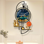 客厅家用创意时钟高级感钟表挂墙轻奢装 饰钟家用风水挂钟静音挂表