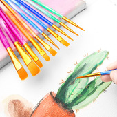 尼龙毛油画笔套装 10支塑料杆水彩手绘美术绘画笔美术油画笔套装