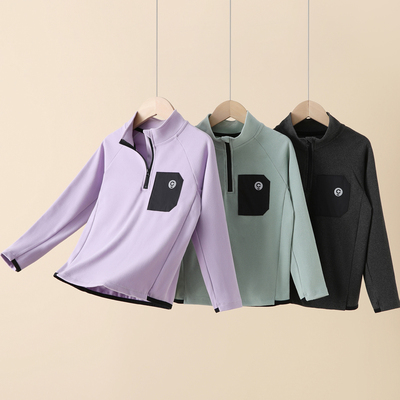 儿童卫衣秋冬新款小立领半拉链男童上衣阳离子长袖女童打底衫