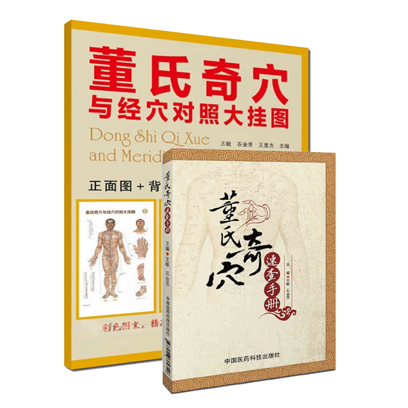 正版现货套装2本 董氏奇穴速查手册+董氏奇穴与经穴对照大挂图正面图+背面图+侧面图+说明书 中国医药科技出版社新穴奇穴图谱
