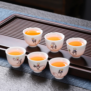羊脂玉瓷品茗客杯待客喝茶家用主人杯小茶杯高档陶瓷个人专用单杯