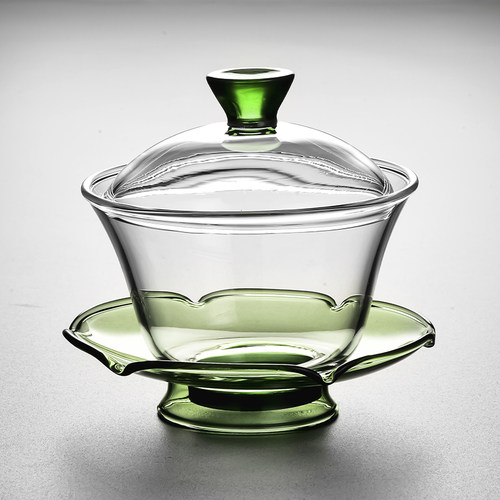 加厚玻璃盖碗不烫手琉璃三才盖碗