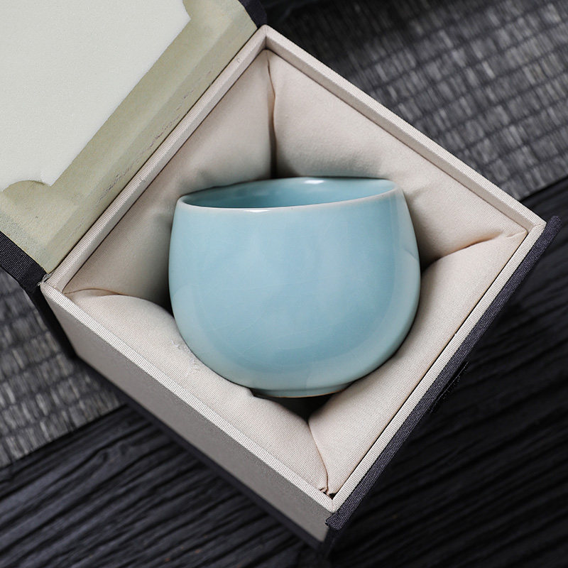 天青汝窑主人杯茶杯开片可养泡茶杯陶瓷茶盏茶具单个冰裂纹品茗杯,餐饮具,茶杯,淘宝优惠券,粉丝福利购,淘宝优惠卷