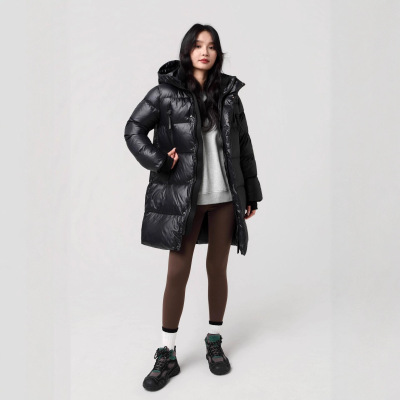 2025新款黑金鹅绒服先锋30六格高端中长款羽绒服女冬季小个子外套