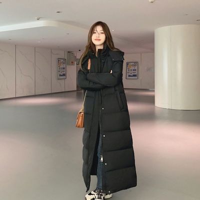 24年超长羽绒服男女同款白鸭绒加厚保暖到脚踝艺考、校服工服百搭