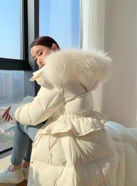 2024年新款黑色外套SUK可拆卸长款今年流行羽绒白色羽绒服女冬季2