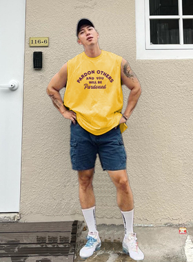 MCPW 坎肩夏季圆领背心美式潮牌休闲上衣运动无袖t恤男子250116D