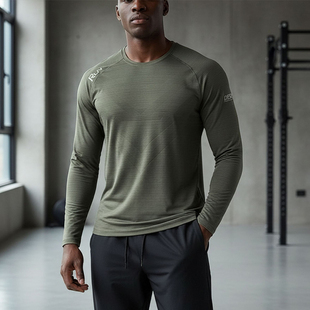 美式 速干透气打底衫 长袖 薄款 t恤男健身训练运动上衣圆领秋季 MCPW