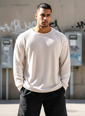 MCPW 秋季健身长袖男运动训练宽松高街百搭T恤休闲美式打底衫潮牌