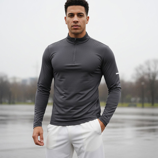 MCPW 速干衣户外弹力秋冬半拉链立领训练t恤男 跑步运动健身长袖
