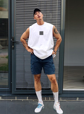 MCPW 潮牌背心男百搭无袖t恤健身运动坎肩简约上衣240625A