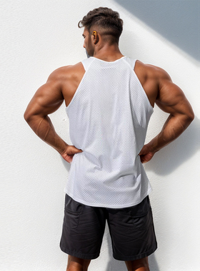 MCPW 美式网眼透气运动背心男子夏季工字训练服宽松速干健身上衣