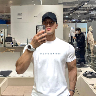 夏季 潮牌休闲健身上衣运动透气T恤男圆领美式 250426D 短袖 MCPW