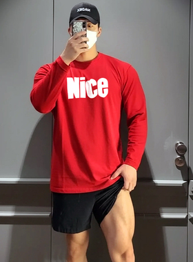 MCPW 宽松长袖t恤秋季男休闲圆领打底衫百搭潮流印花上衣240109B