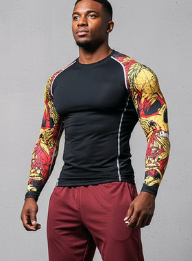 MCPW 长袖紧身衣男健身透气速干美式跑步圆领crossfit训练运动T恤