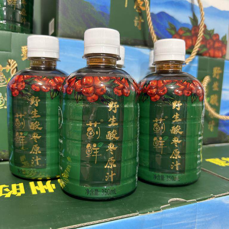 天津蓟县酸枣汁蓟鲜野生酸枣汁饮料350ml/瓶*8塑料瓶礼盒装