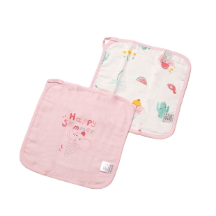 丽婴房宝宝竹纤维方巾两入装小礼盒手帕新生儿口水巾25X25