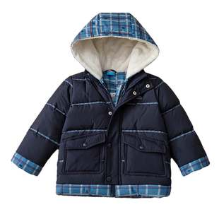 丽婴房专柜新款童装男童羽绒服连帽防风保暖加厚羽绒冬装羽绒外套