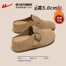 回力加绒勃肯鞋女2025新款秋冬单鞋内增高女鞋一脚蹬厚底半拖鞋子