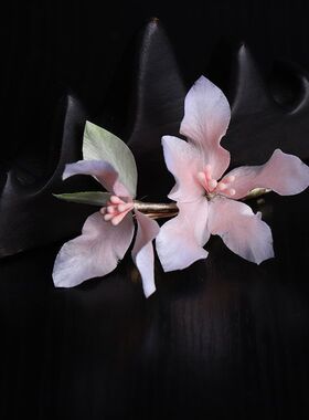 非遗缠丝绒花古风汉服发夹