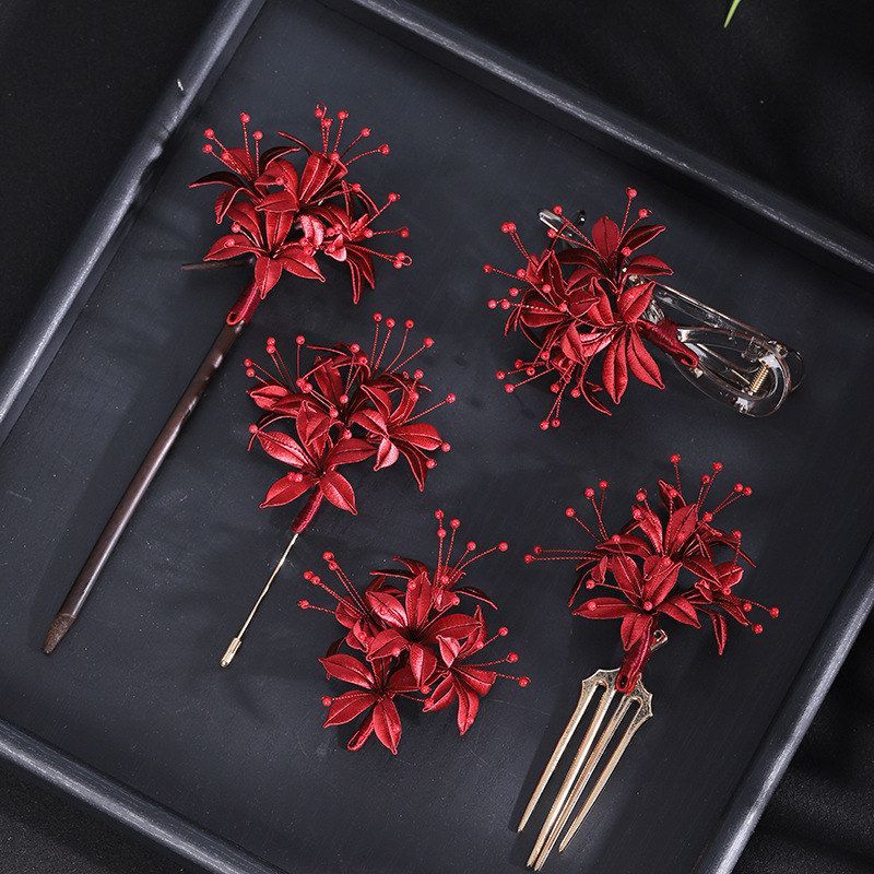 彼岸花非遗缠花流苏新中式发簪