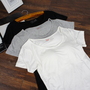 夏季女士莫代尔一体式有胸垫内衣文胸T恤纯色圆领打底短袖百搭薄