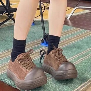 街头时尚 大头米奇鞋 系带情侣同款 增高休闲鞋 2026新款 低帮鞋 麂皮版