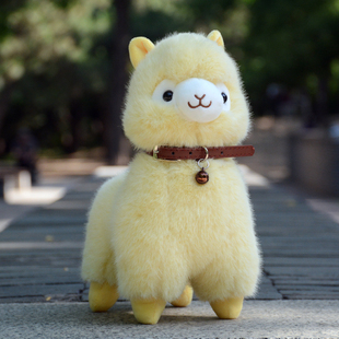 仿真羊驼公仔白色羊玩偶可爱铃铛小羊羊安抚娃娃儿童毛绒生日礼物