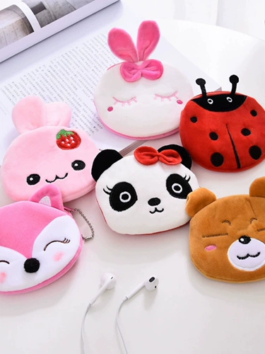 Маленькая ключница, монеты, детская мультяшная ткань, милый кошелек, наушники