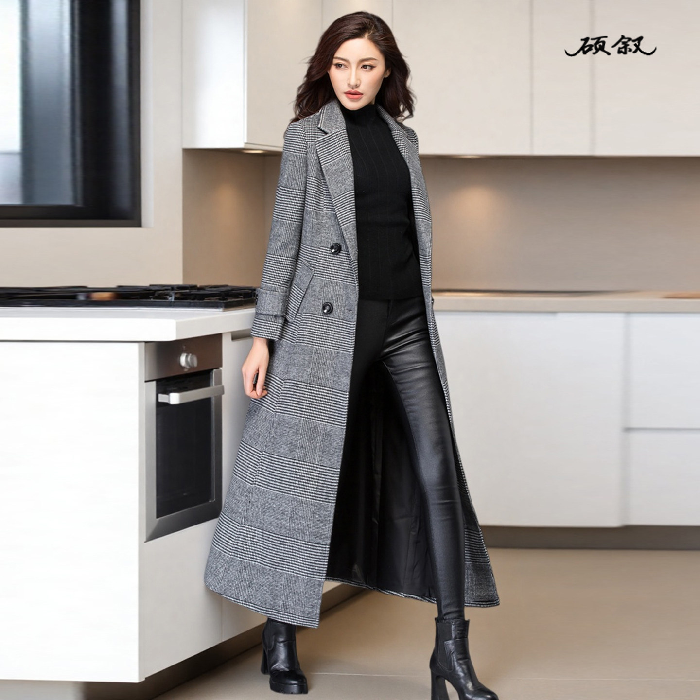 格子羊绒大衣女长款冬新款英伦风显瘦加厚高档正流行好看毛呢外套