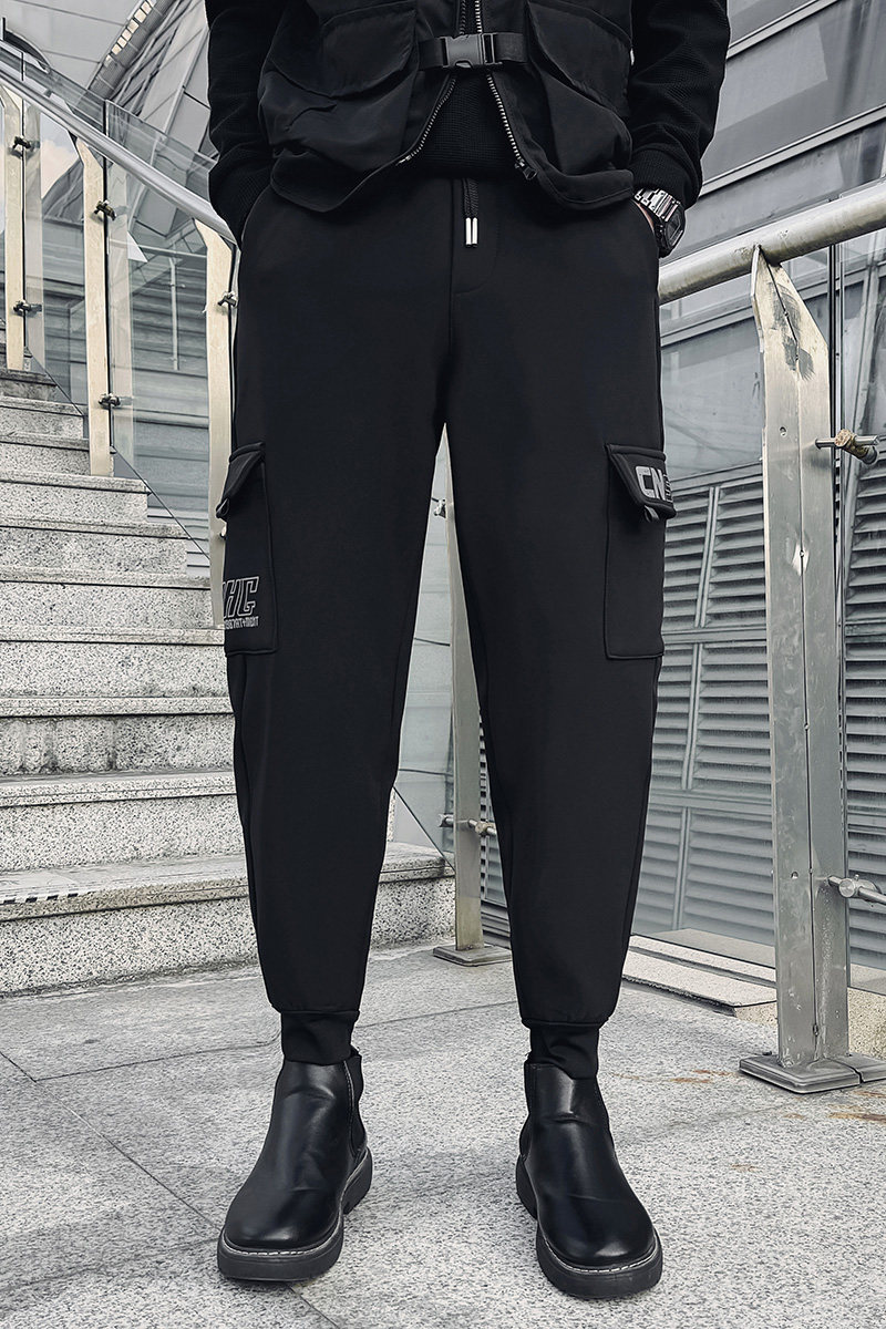 冬季潮男螺纹加绒小脚长裤男士修身休闲裤百搭工装1003-1A78P55,男装休闲裤,星座1003-1