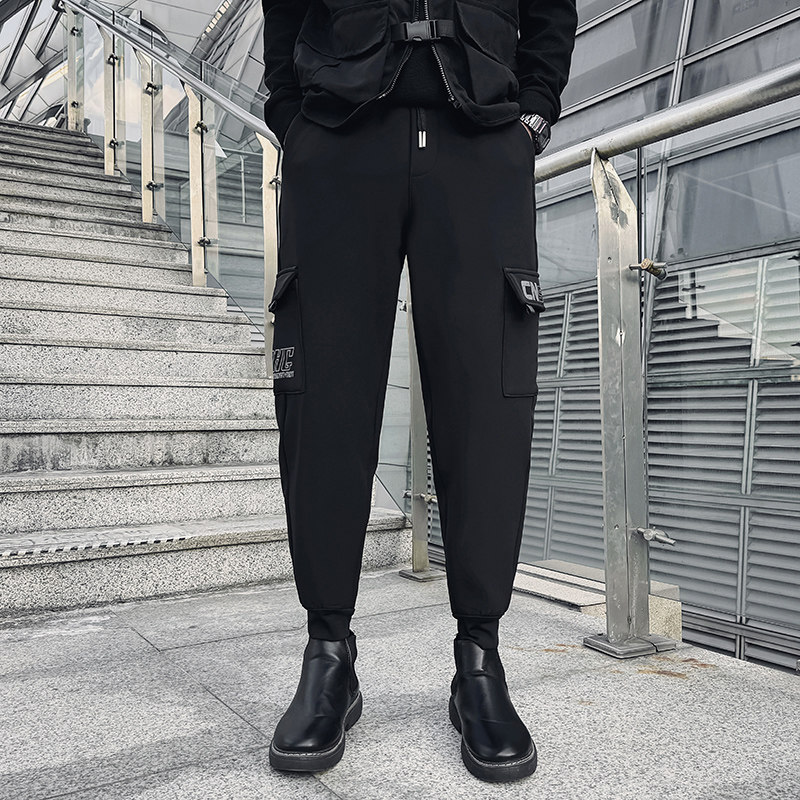 冬季加绒男士工装修身休闲裤男小脚长裤印花潮长裤1003-1A78P55,男装休闲裤,星座1003-1