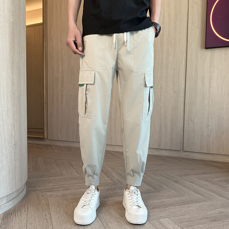 春夏2024新款工装薄款男生潮牌束脚九分裤哈伦小脚裤1003-1A88P48，男装休闲裤，星座1003-1