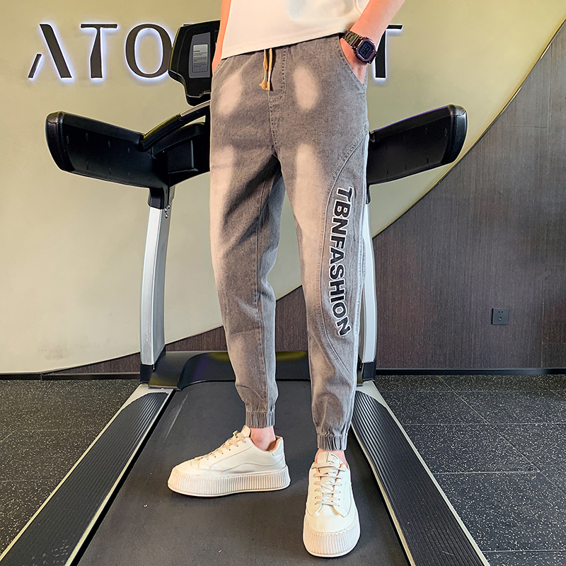 夏季社会小伙修身牛仔九分裤男生小脚裤长裤字母1003-1A17P58，男装牛仔裤，星座1003-1