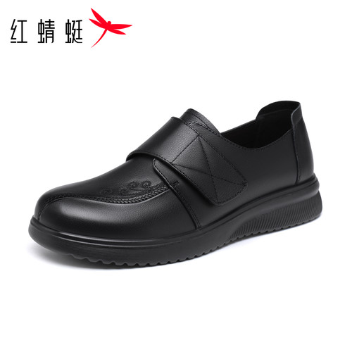 红蜻蜓妈妈单鞋软底魔术贴深口软