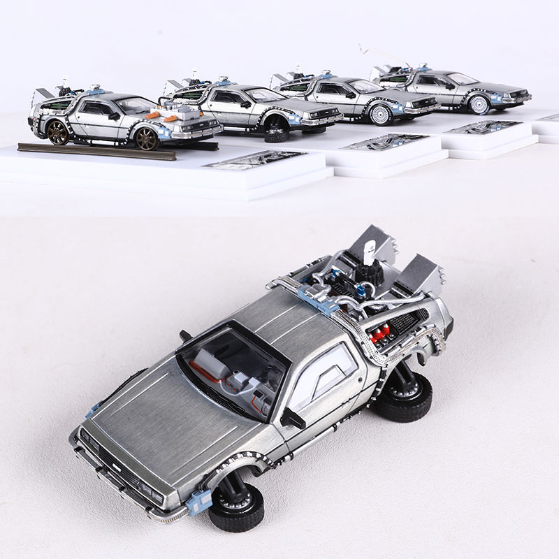 MJ 1:64回到未来时光机Delorean DMC-12仿真合金汽车模型