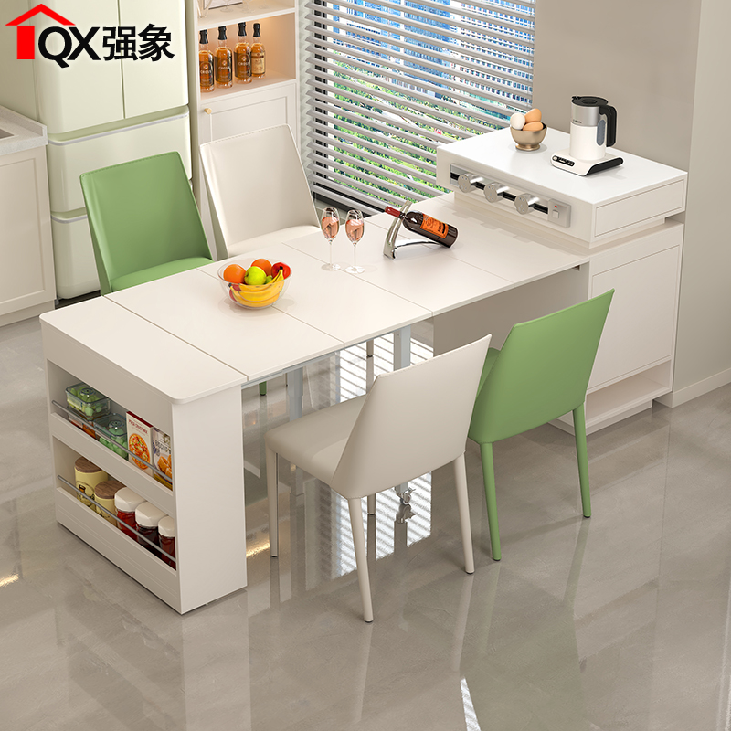 奶油风岛台餐桌一体厨房中岛台