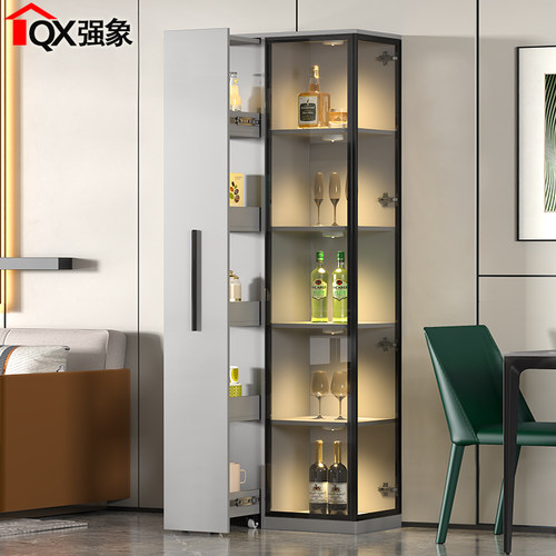 轻奢玻璃门酒柜角柜夹缝柜边柜