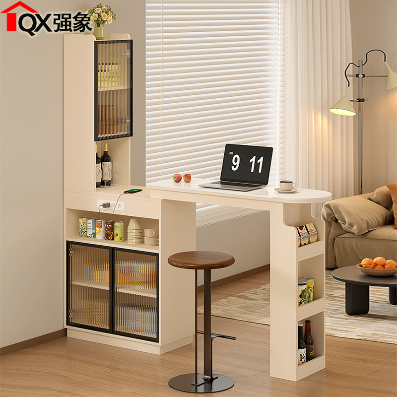 客厅伸缩吧台桌家用隔断柜酒柜岩板阳台长条桌沙发边柜小户型W57