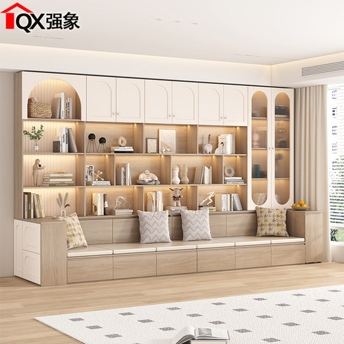 客厅书柜沙发卡座一体背景墙柜