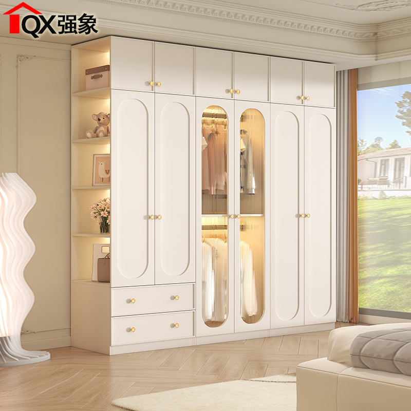 强象奶油风组合衣柜卧室