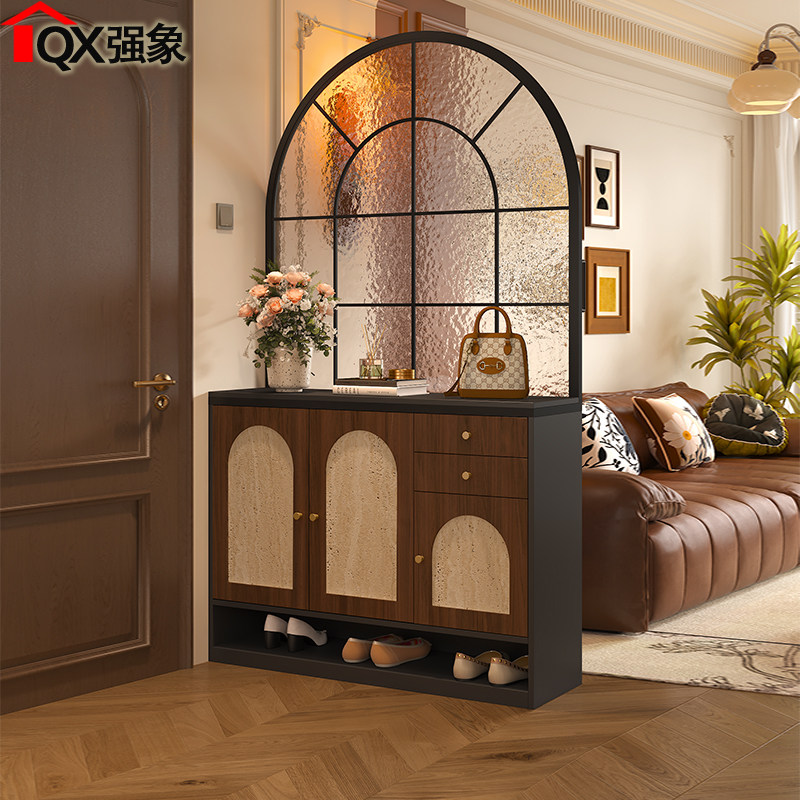 法式复古屏风隔断柜入户玄关柜正对门客厅玻璃铁艺柜进门鞋柜W55,住宅家具,门厅/玄关柜/玄关架,淘宝优惠券,粉丝福利购,淘宝优惠卷