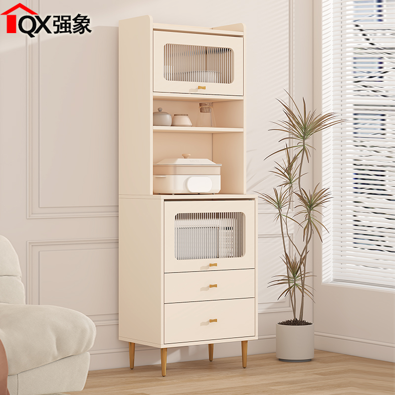 奶油风餐边柜高柜一体置物柜