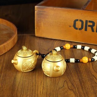 豪华麻将把把壶创意沙金色手把件解压转转可旋转金属龙凤茶壶批发