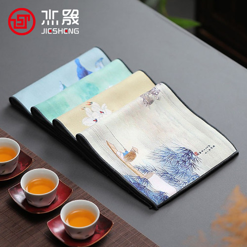 杰晟中式彩绘吸水加厚茶巾