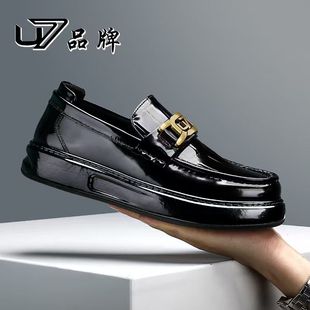 百搭舒適一腳蹬商務(wù)休閑皮鞋 U7品牌男鞋 頭層牛皮高端時(shí)尚 真皮男士